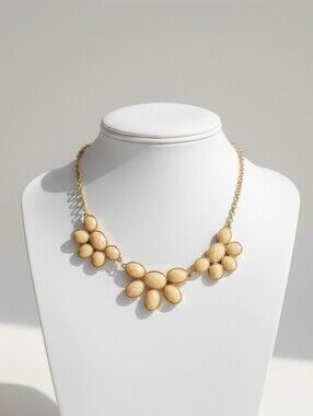 Gold and Cream Floral Cluster Necklace
